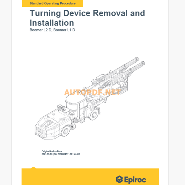 Epiroc Boomer L2 D Component Removal and Installation Instructions