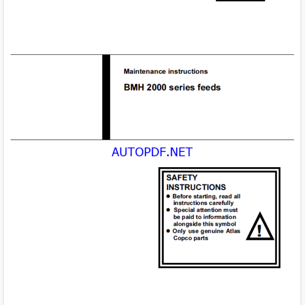 Atlas Copco BMH 2000 series feeds Maintenance Manual