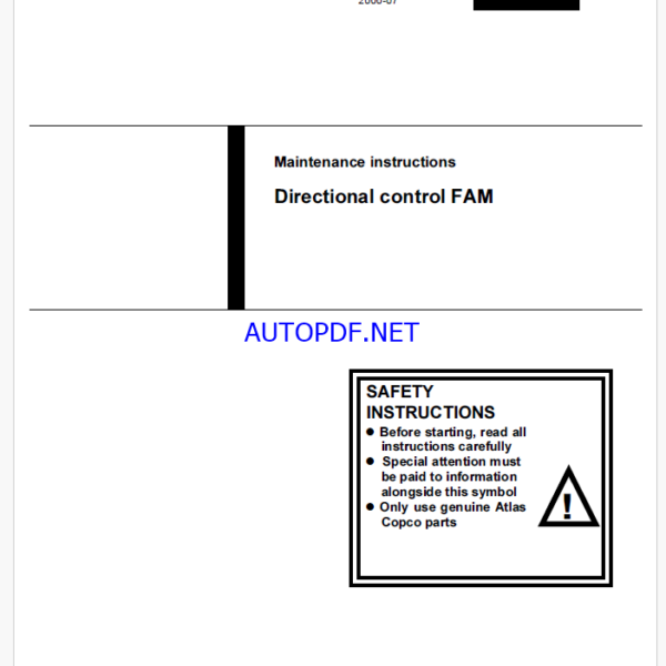 Atlas Copco Directional control FAM Maintenance Manual