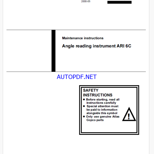 Atlas Copco Angle reading instrument ARI 6C Maintenance Manual