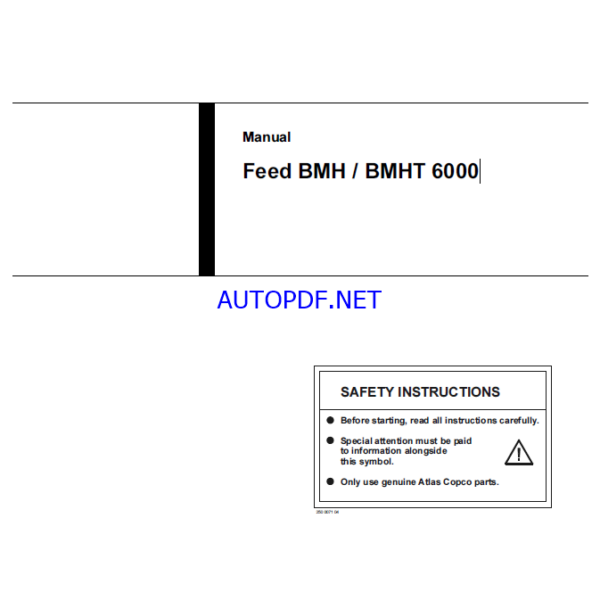 Atlas Copco Feed BMH\BMHT 6000 Maintenance Manual