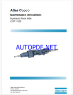 Atlas Copco Hydraulic Rock drills COP 1028 Maintenance Manual