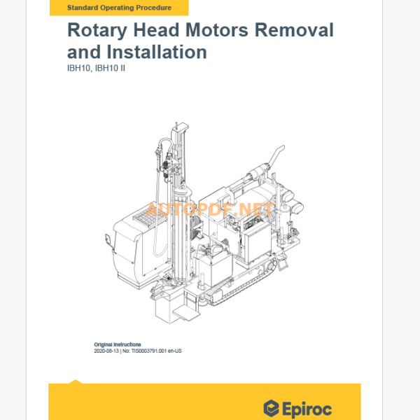 Epiroc IBH10 Blast Hole Drills Component Removal and Installation Instructions