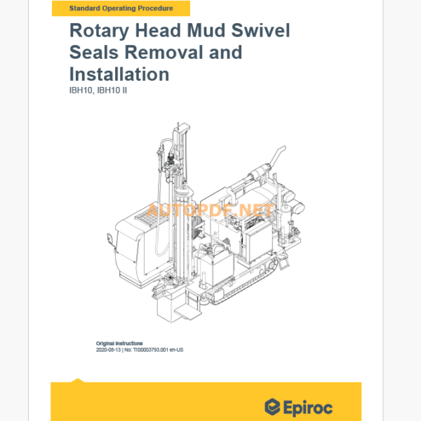 Epiroc IBH10 Blast Hole Drills Component Removal and Installation Instructions