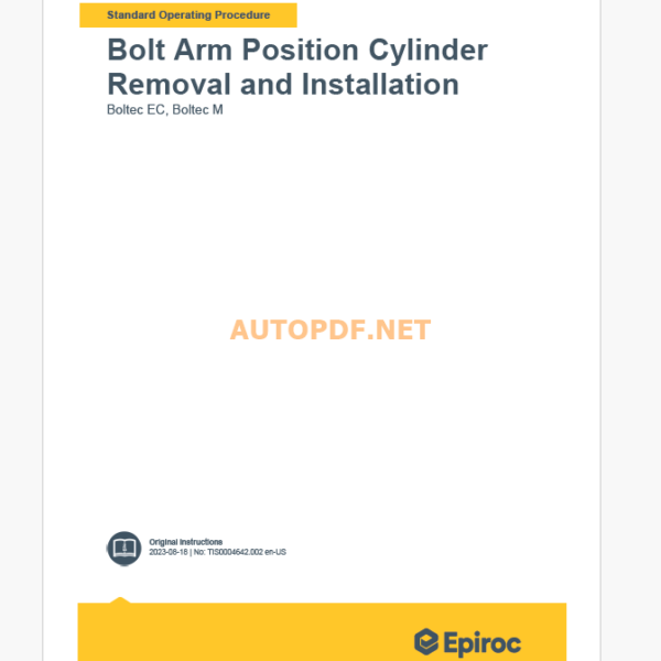 Epiroc Boltec E Component Removal and Installation Instructions