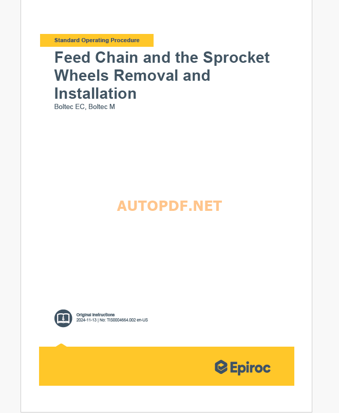 Epiroc Boltec E Boltec M Component Removal and Installation Instructions