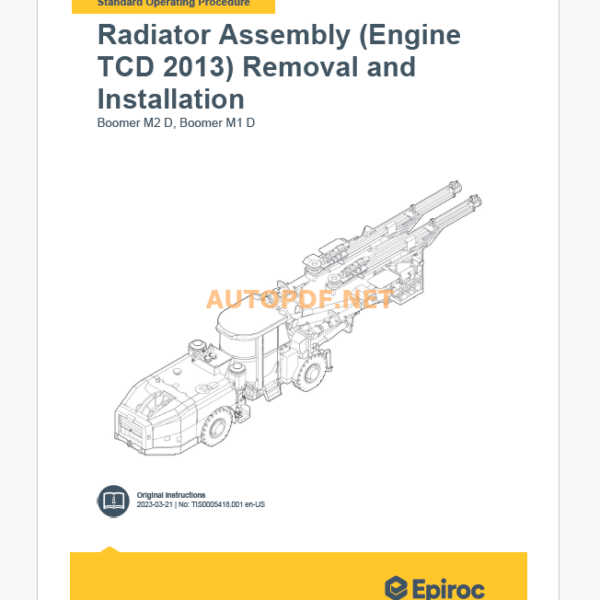 Epiroc Boomer M1 D Boomer M1 D Component Removal and Installation Instructions