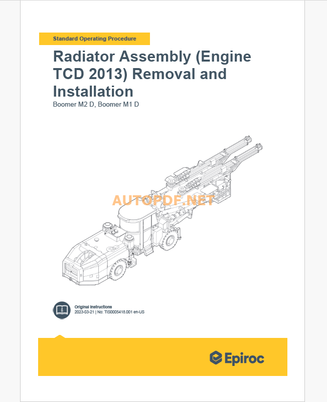 Epiroc Boomer M1 D Boomer M1 D Component Removal and Installation Instructions