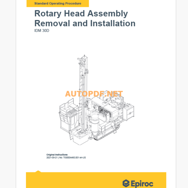 Epiroc IDM30 Blast Hole Drills Component Removal and Installation Instructions