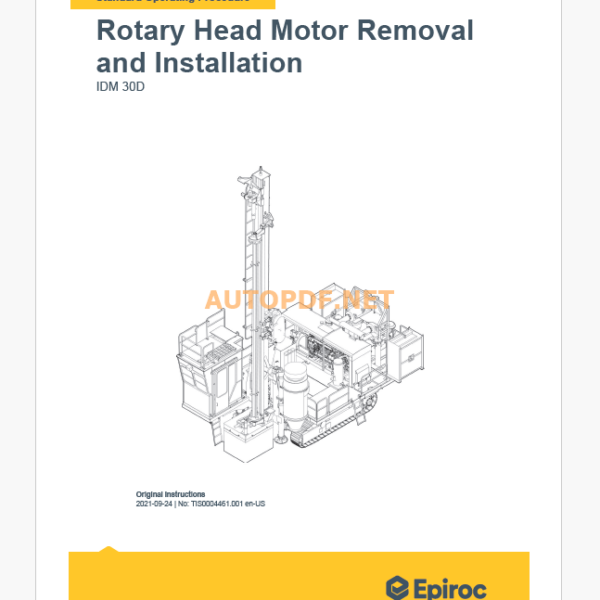 Epiroc IDM30 Blast Hole Drills Component Removal and Installation Instructions