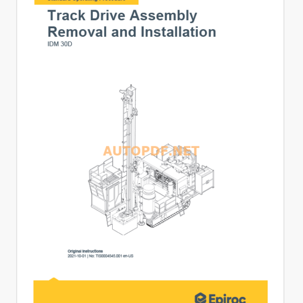 Epiroc IDM30 Blast Hole Drills Component Removal and Installation Instructions