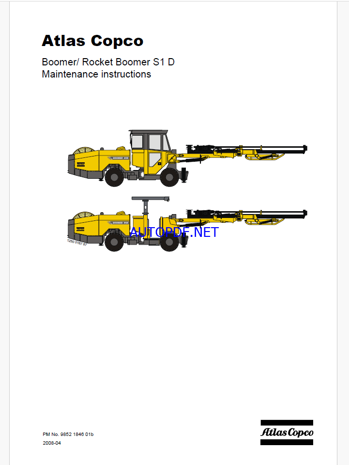 Atlas Copco Boomer/ Rocket Boomer S1 D Maintenance Manual