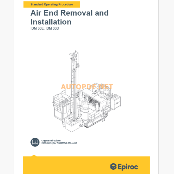 Epiroc IDM30 Blast Hole Drills Component Removal and Installation Instructions