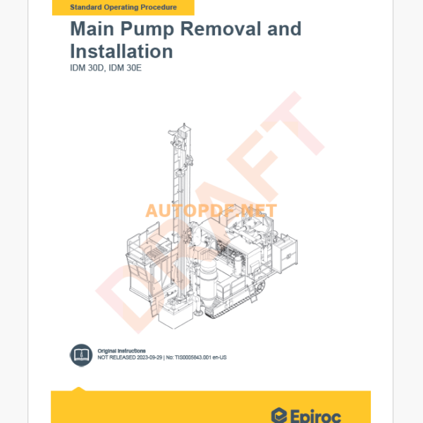 Epiroc IDM30 Blast Hole Drills Component Removal and Installation Instructions