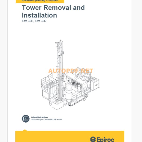 Epiroc IDM30 Blast Hole Drills Component Removal and Installation Instructions