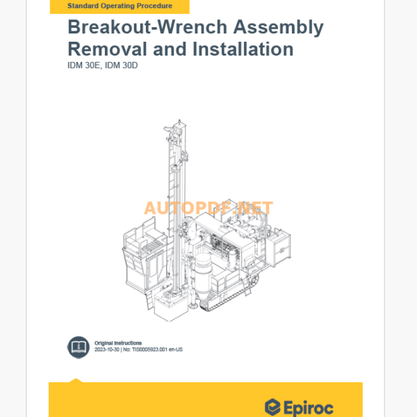 Epiroc IDM30 Blast Hole Drills Component Removal and Installation Instructions