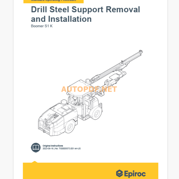 Epiroc Boomer S1 K Component Removal and Installation Instructions