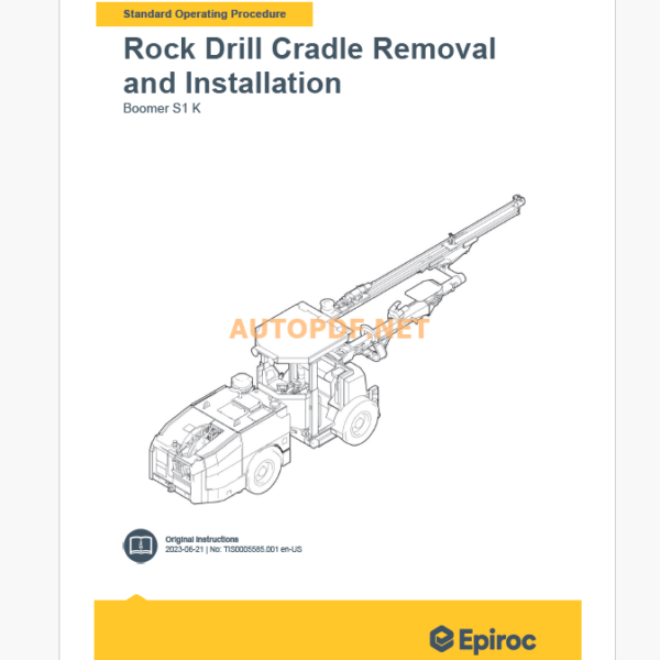 Epiroc Boomer S1 K Component Removal and Installation Instructions