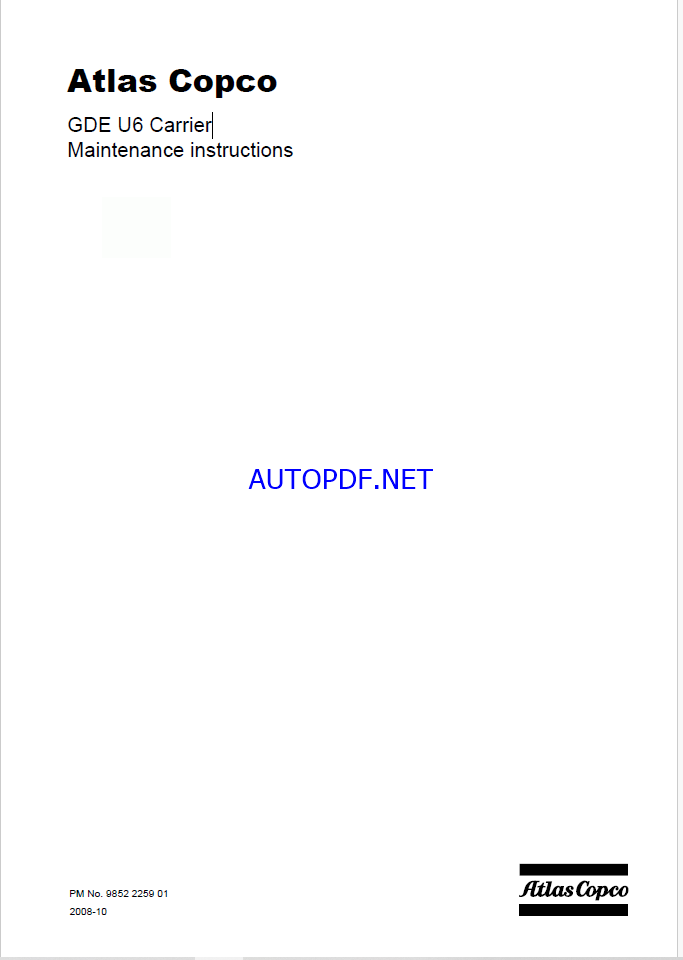 Atlas Copco GDE U6 Carrier Maintenance Manual