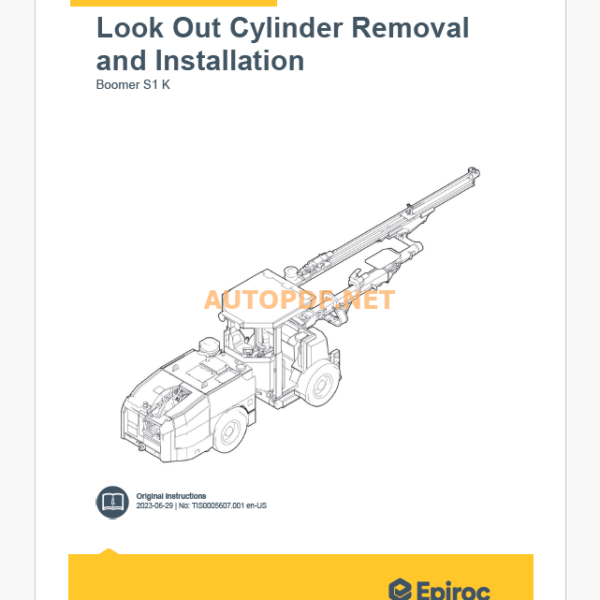 Epiroc Boomer S1 K Component Removal and Installation Instructions