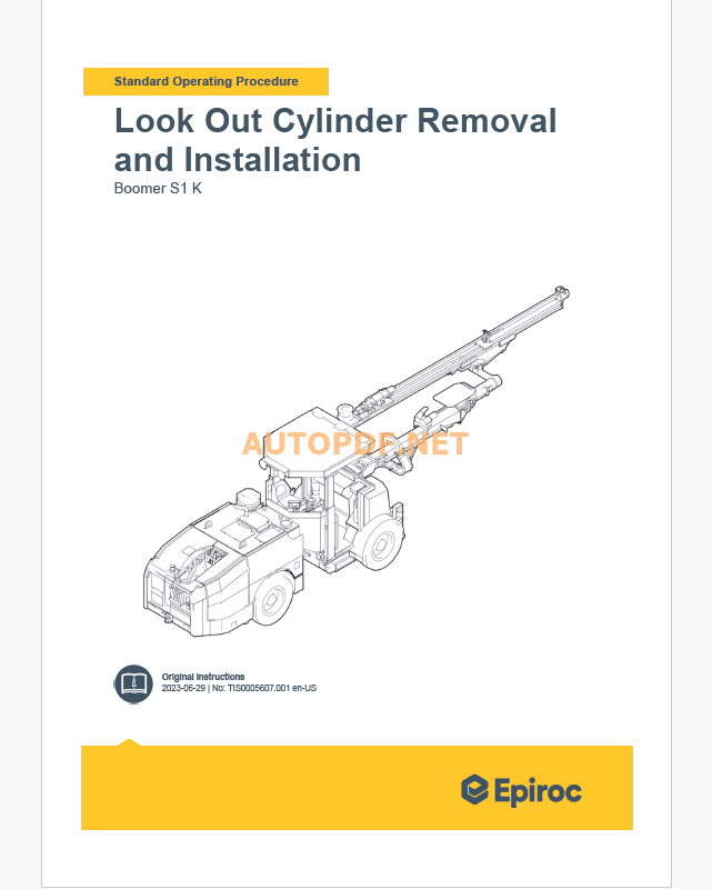 Epiroc Boomer S1 K Component Removal and Installation Instructions