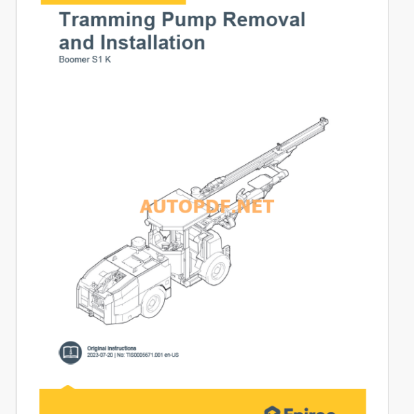 Epiroc Boomer S1 K Component Removal and Installation Instructions