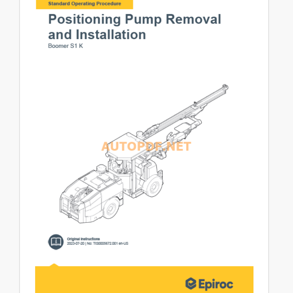 Epiroc Boomer S1 K Component Removal and Installation Instructions