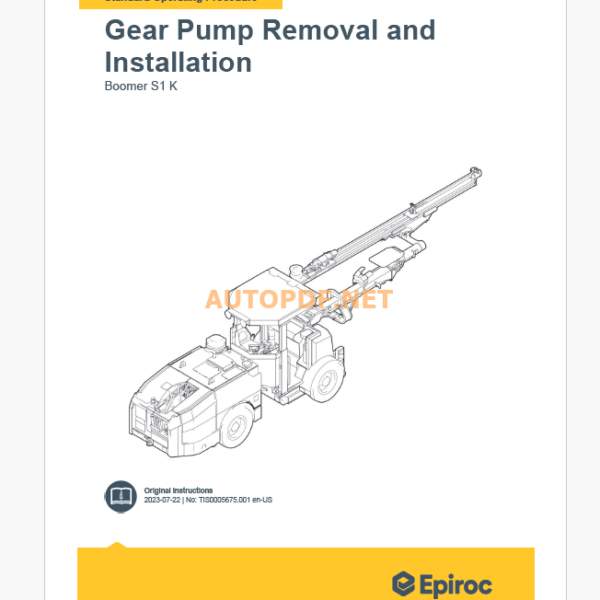 Epiroc Boomer S1 K Component Removal and Installation Instructions