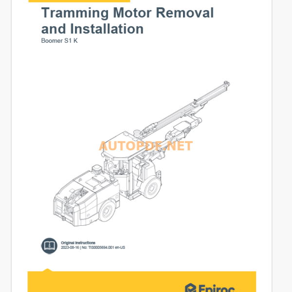 Epiroc Boomer S1 K Component Removal and Installation Instructions