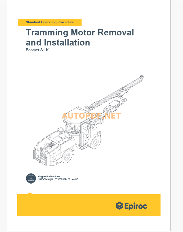 Epiroc Boomer S1 K Component Removal and Installation Instructions