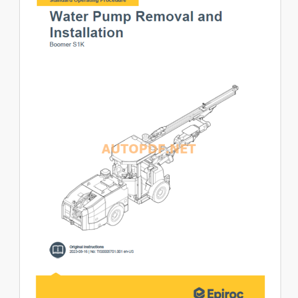 Epiroc Boomer S1 K Component Removal and Installation Instructions