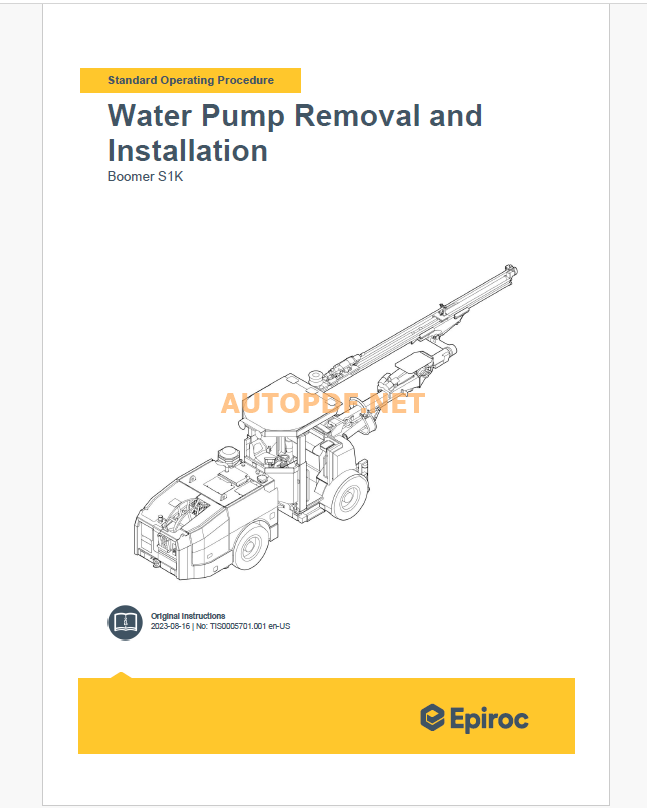 Epiroc Boomer S1 K Component Removal and Installation Instructions