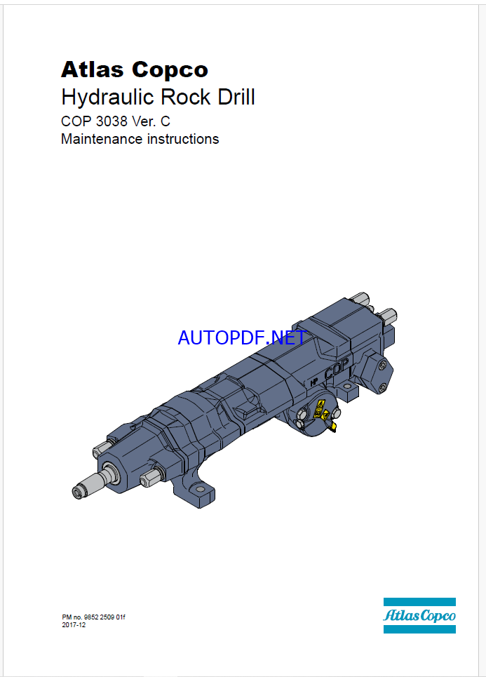 Atlas Copco Hydraulic Rock Drill COP 3038 Ver. C Maintenance Manual