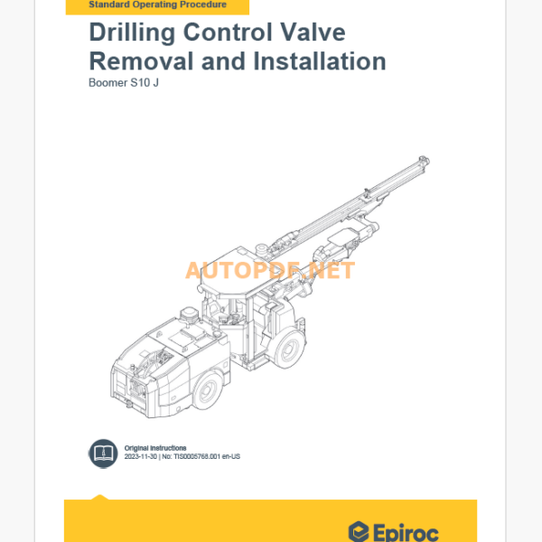 Epiroc Boomer S10 J Component Removal and Installation Instructions