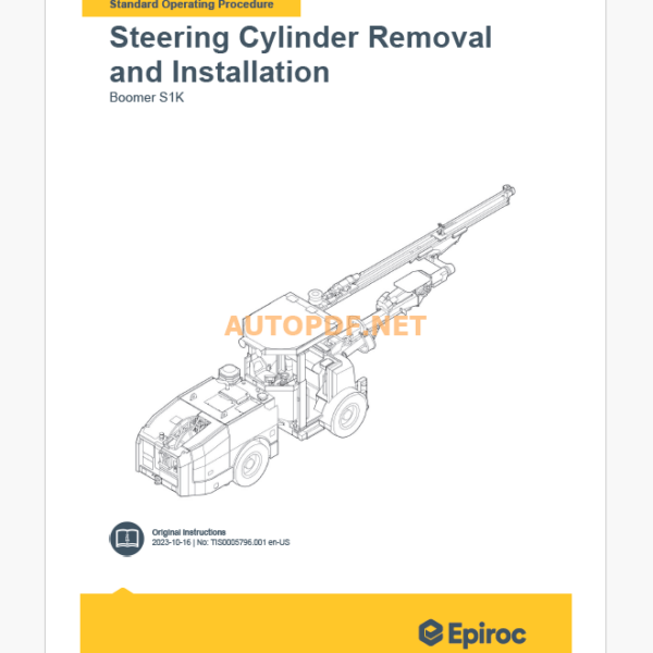 Epiroc Boomer S10 J Component Removal and Installation Instructions