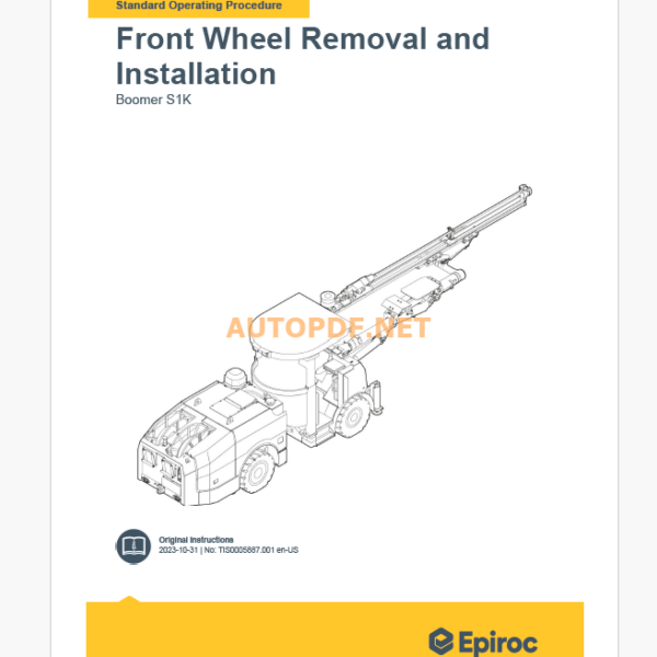 Epiroc Boomer S10 J Component Removal and Installation Instructions