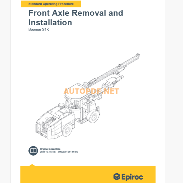 Epiroc Boomer S1K Component Removal and Installation Instructions