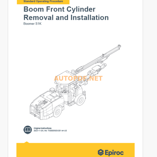 Epiroc Boomer S1K Component Removal and Installation Instructions