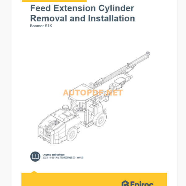 Epiroc Boomer S1K Component Removal and Installation Instructions