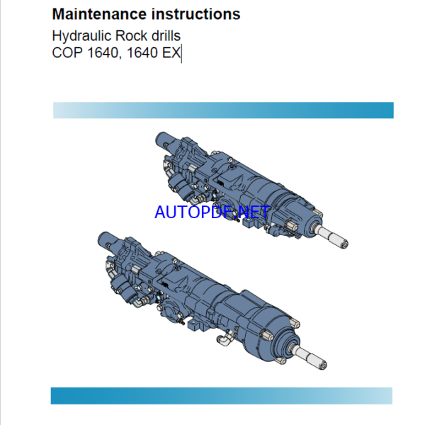 Atlas Copco Hydraulic Rock drills COP 1640, 1640 EX Maintenance Manual