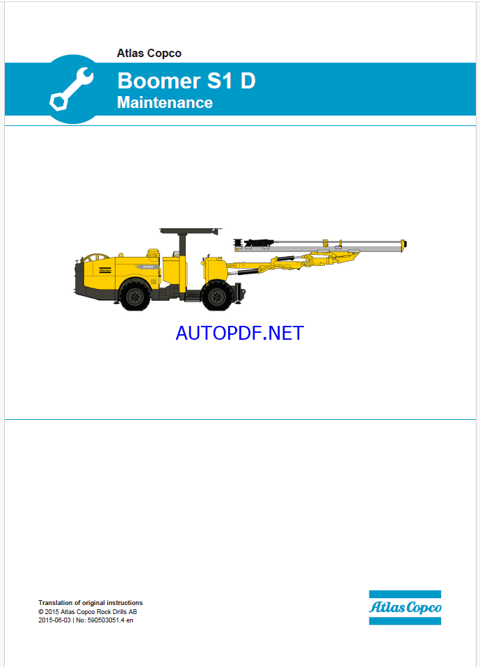 Atlas Copco Boomer S1 D Maintenance Manual