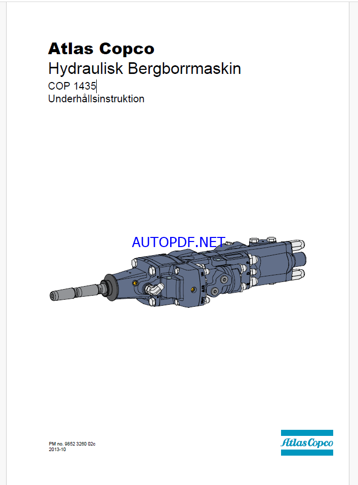 Atlas Copco Hydraulisk Bergborrmaskin COP 1435 Maintenance Manual