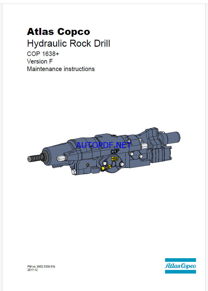 Atlas Copco Hydraulic Rock Drill COP 1638+ Version F Maintenance Manual