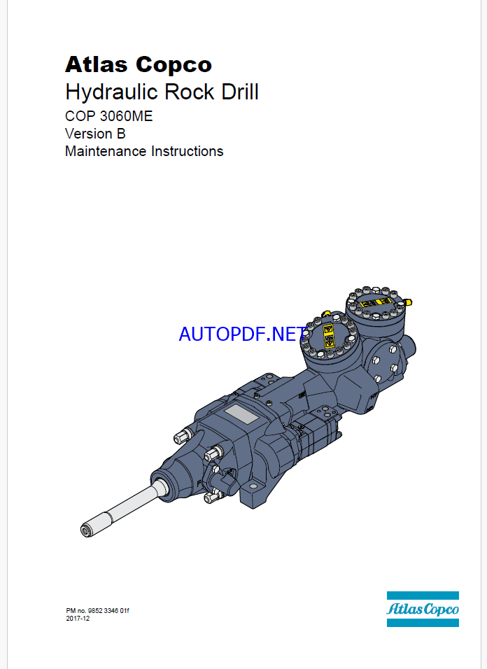 Atlas Copco Hydraulic Rock Drill COP 3060ME Version B Maintenance Manual