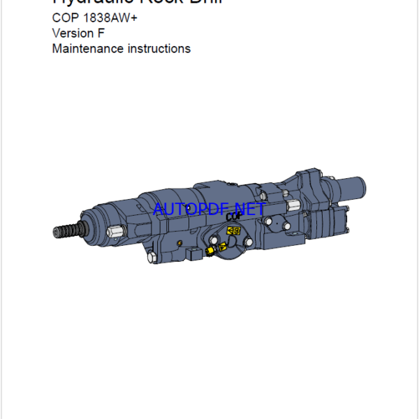 Atlas Copco Hydraulic Rock Drill COP 1838AW+ Version F Maintenance Manual