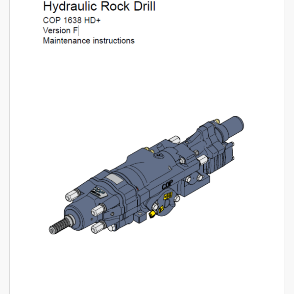 Atlas Copco Hydraulic Rock Drill COP 1638 HD+ Version F Maintenance Manual