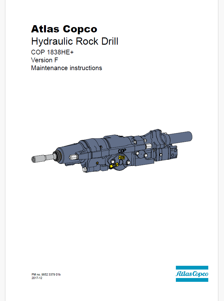 Atlas Copco Hydraulic Rock Drill COP 1838HE+ Version F Maintenance Manual