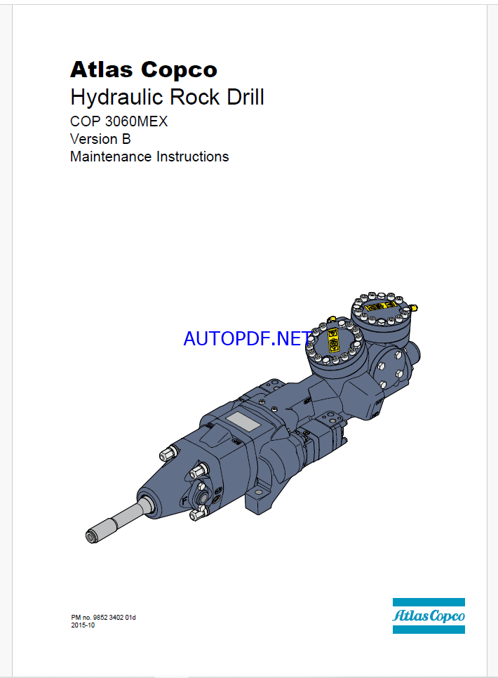 Atlas Copco Hydraulic Rock Drill COP 3060MEX Version B Maintenance Manual