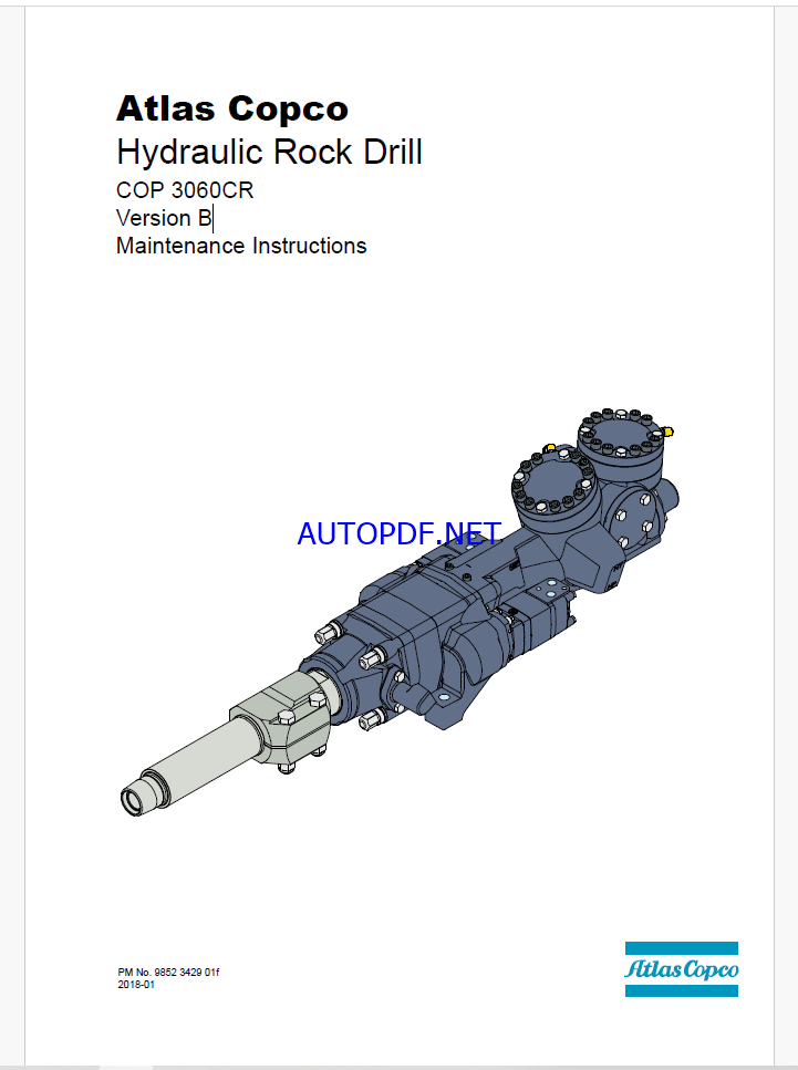 Atlas Copco Hydraulic Rock Drill COP 3060CR Version B Maintenance Manual