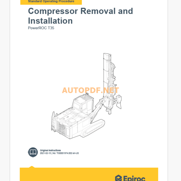 Epiroc PowerROC T35 Component Removal and Installation Instructions